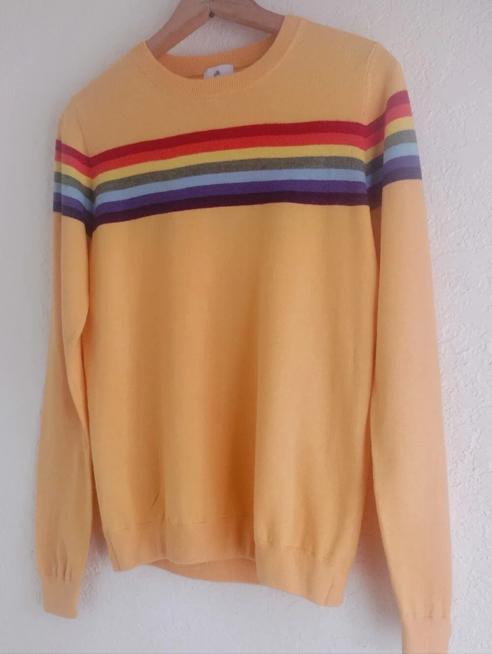 MADELEINE THOMPSON X AQUA Mustard Sweater With Rainbow